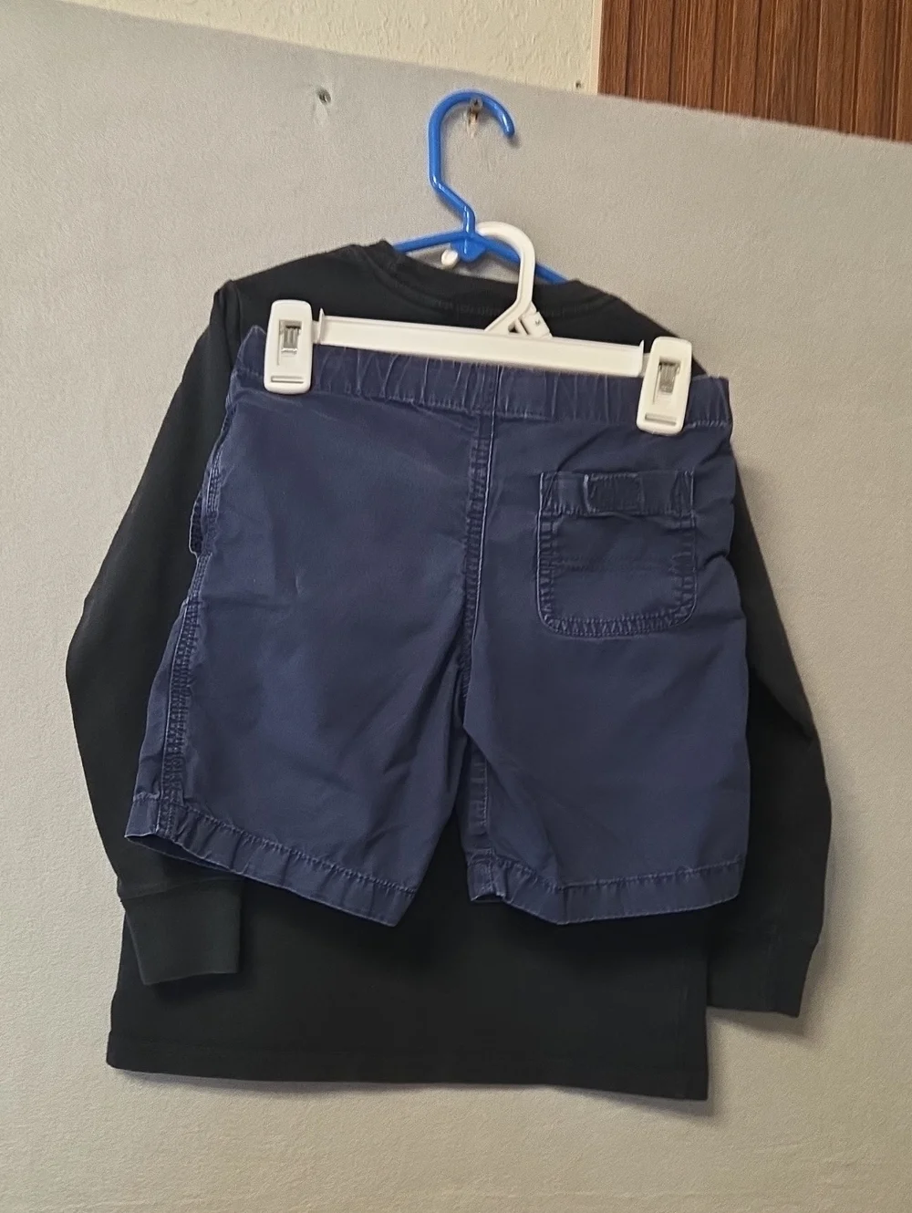 Polo Ralph Lauren Boys Size 5 Set Black Big Pony Long Sleeve Tee & Navy Shorts
